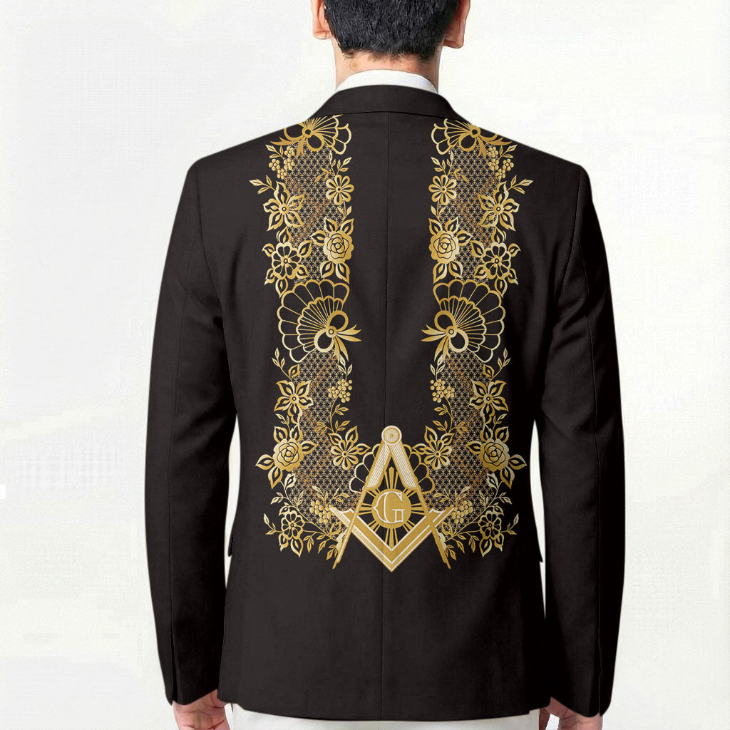 Personalised Filipino Freemasonry Blazer Masonic Barong Tagalog Inspired Ivory White