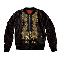 Personalised Filipino Freemasonry Bomber Jacket Masonic Barong Tagalog Inspired Ivory White