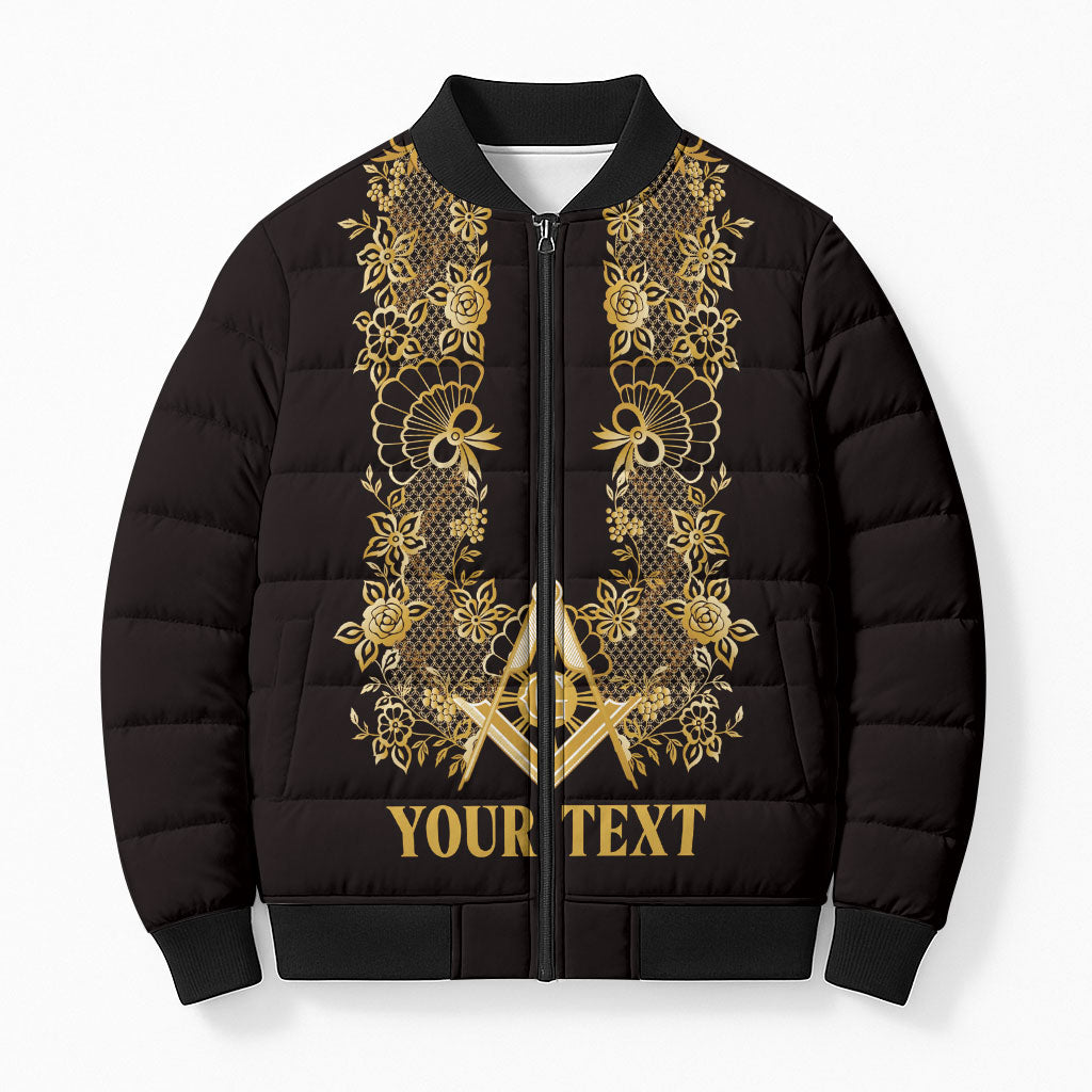 Personalised Filipino Freemasonry Bomber Puffer Jacket Masonic Barong Tagalog Inspired Ivory White
