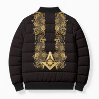 Personalised Filipino Freemasonry Bomber Puffer Jacket Masonic Barong Tagalog Inspired Ivory White