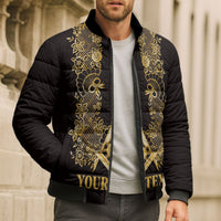 Personalised Filipino Freemasonry Bomber Puffer Jacket Masonic Barong Tagalog Inspired Ivory White
