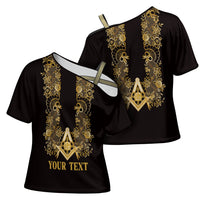 Personalised Filipino Freemasonry Cross Shoulder Shirt Masonic Barong Tagalog Inspired Ivory White