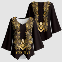 Personalised Filipino Freemasonry Kimono Sleeve Blouse Masonic Barong Tagalog Inspired Ivory White