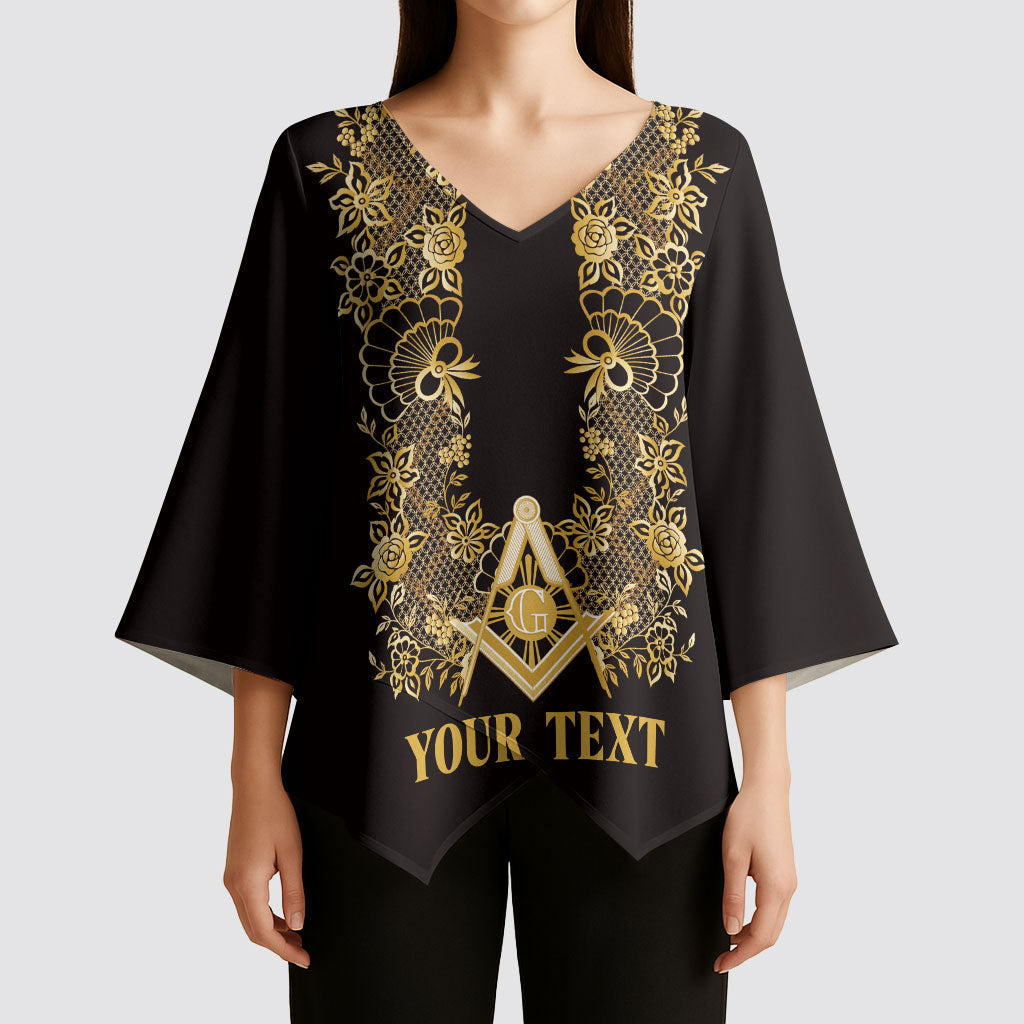 Personalised Filipino Freemasonry Kimono Sleeve Blouse Masonic Barong Tagalog Inspired Ivory White
