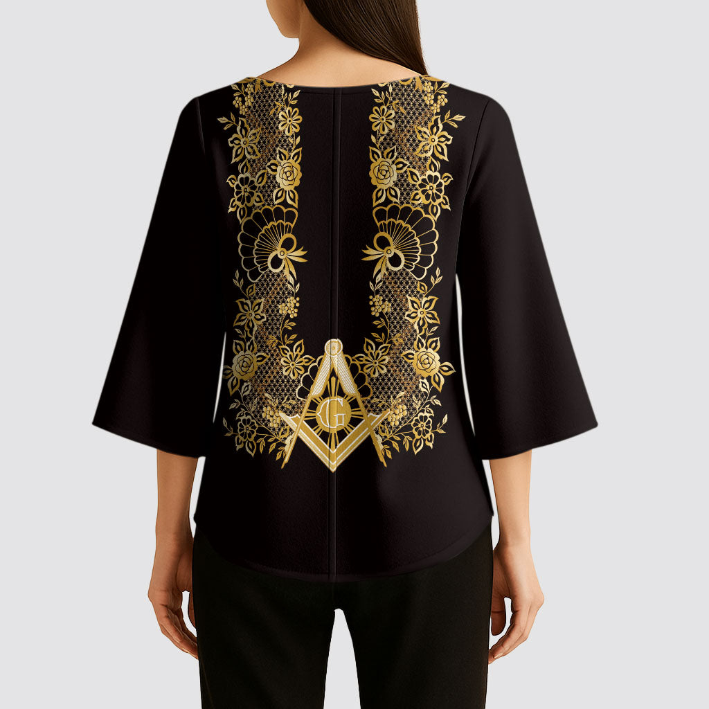 Personalised Filipino Freemasonry Kimono Sleeve Blouse Masonic Barong Tagalog Inspired Ivory White