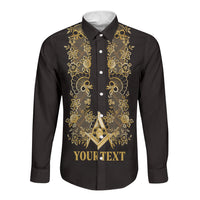 Personalised Filipino Freemasonry Long Sleeve Button Shirt Masonic Barong Tagalog Inspired Ivory White