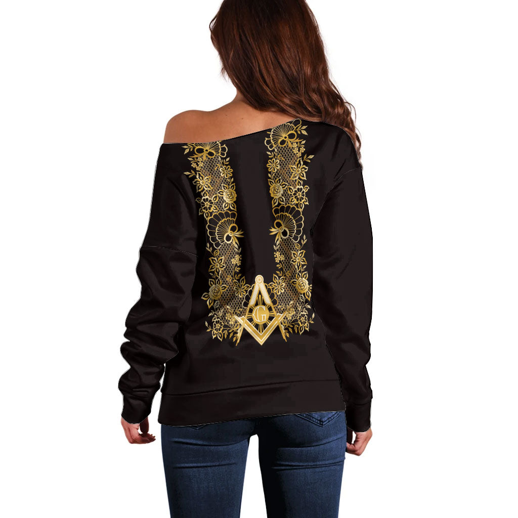 Personalised Filipino Freemasonry Off Shoulder Sweater Masonic Barong Tagalog Inspired Ivory White