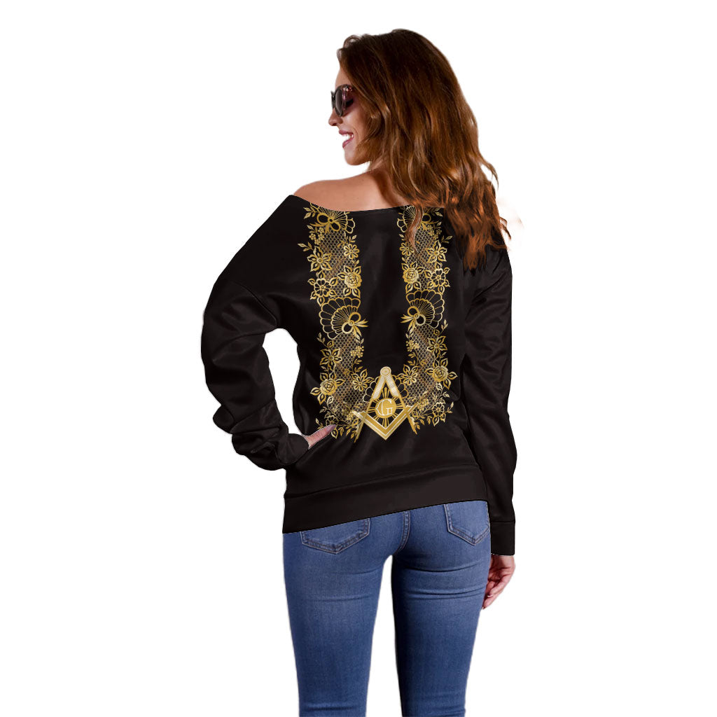 Personalised Filipino Freemasonry Off Shoulder Sweater Masonic Barong Tagalog Inspired Ivory White