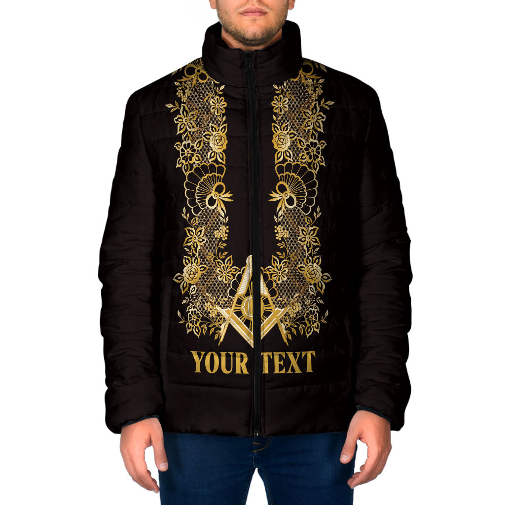 Personalised Filipino Freemasonry Padded Jacket Masonic Barong Tagalog Inspired Ivory White