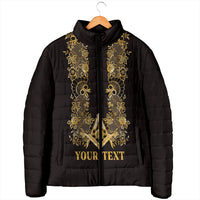 Personalised Filipino Freemasonry Padded Jacket Masonic Barong Tagalog Inspired Ivory White