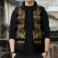 Personalised Filipino Freemasonry Sleeveless Puffer Jacket Masonic Barong Tagalog Inspired Ivory White