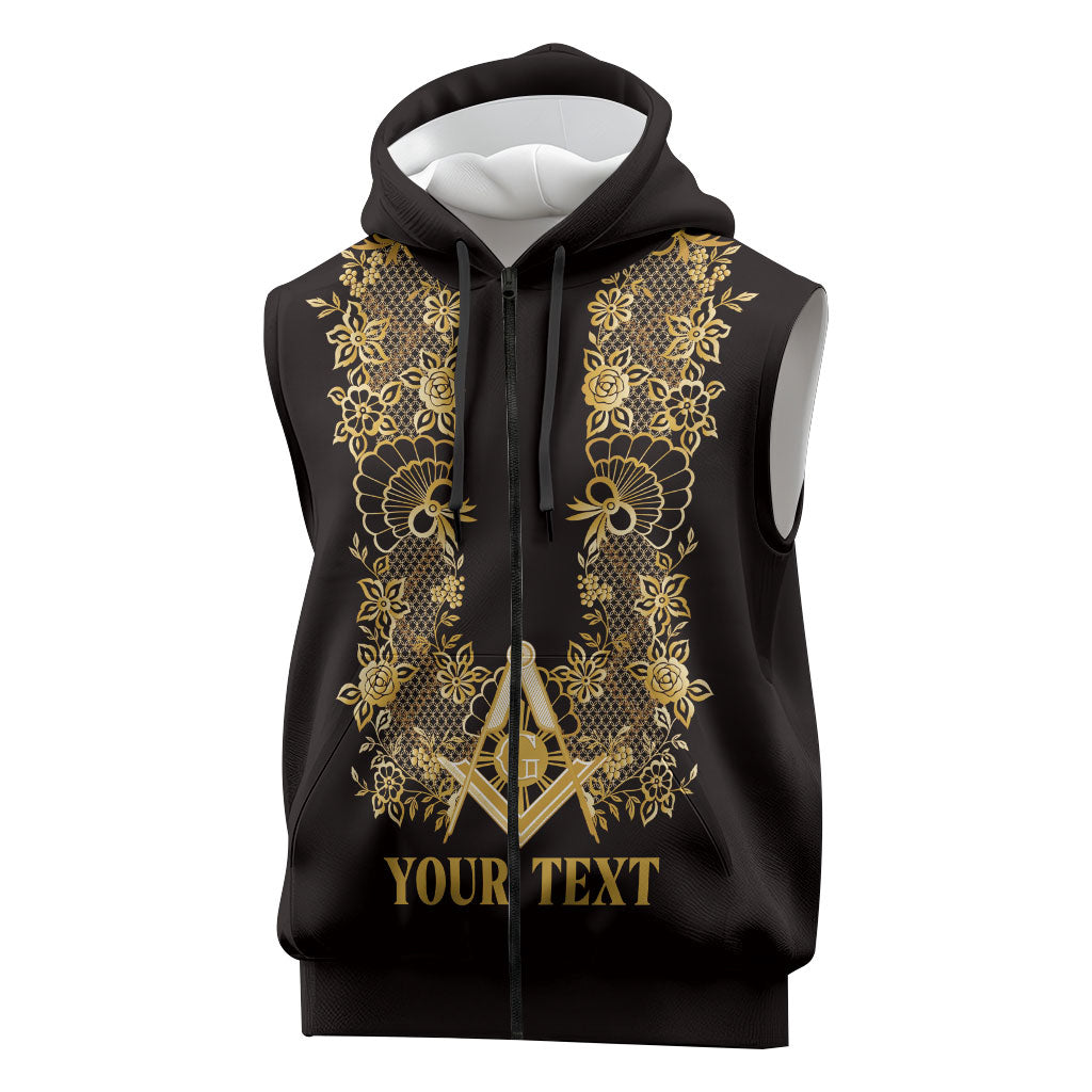 Personalised Filipino Freemasonry Sleeveless Zip Hoodie Masonic Barong Tagalog Inspired Ivory White