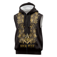 Personalised Filipino Freemasonry Sleeveless Zip Hoodie Masonic Barong Tagalog Inspired Ivory White