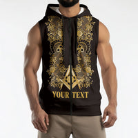 Personalised Filipino Freemasonry Sleeveless Zip Hoodie Masonic Barong Tagalog Inspired Ivory White
