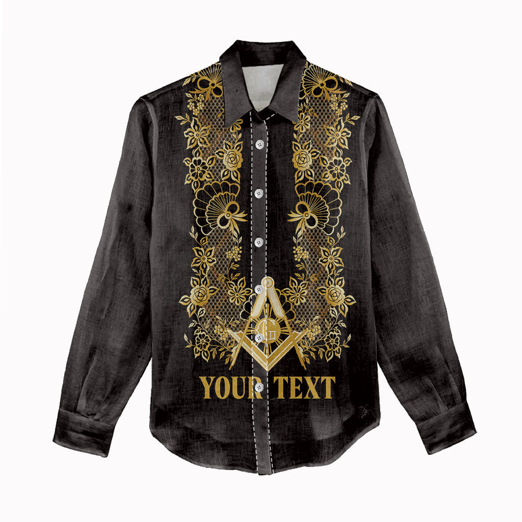 Personalised Filipino Freemasonry Women Casual Shirt Masonic Barong Tagalog Inspired Ivory White