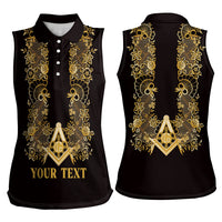 Personalised Filipino Freemasonry Women Sleeveless Polo Shirt Masonic Barong Tagalog Inspired Ivory White
