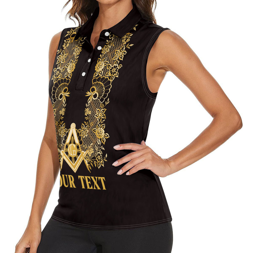 Personalised Filipino Freemasonry Women Sleeveless Polo Shirt Masonic Barong Tagalog Inspired Ivory White
