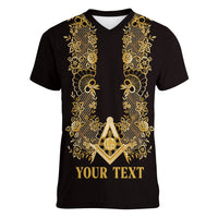 Personalised Filipino Freemasonry Women V-Neck T-Shirt Masonic Barong Tagalog Inspired Ivory White