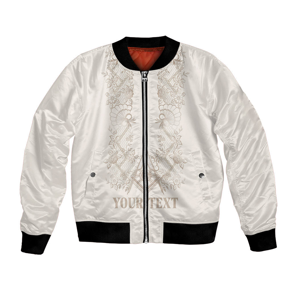 Personalised Filipino Freemasonry Bomber Jacket Masonic Barong Tagalog Inspired Black