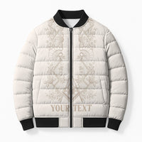 Personalised Filipino Freemasonry Bomber Puffer Jacket Masonic Barong Tagalog Inspired Black