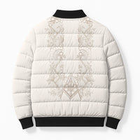 Personalised Filipino Freemasonry Bomber Puffer Jacket Masonic Barong Tagalog Inspired Black