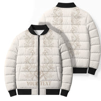 Personalised Filipino Freemasonry Bomber Puffer Jacket Masonic Barong Tagalog Inspired Black
