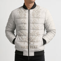 Personalised Filipino Freemasonry Bomber Puffer Jacket Masonic Barong Tagalog Inspired Black
