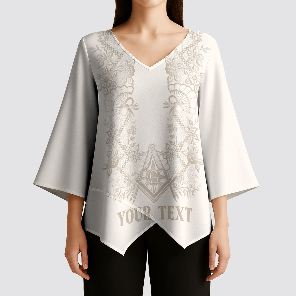 Personalised Filipino Freemasonry Kimono Sleeve Blouse Masonic Barong Tagalog Inspired Black