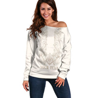 Personalised Filipino Freemasonry Off Shoulder Sweater Masonic Barong Tagalog Inspired Black