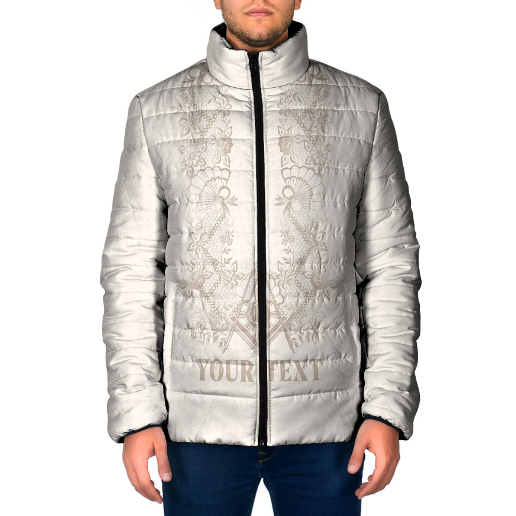 Personalised Filipino Freemasonry Padded Jacket Masonic Barong Tagalog Inspired Black