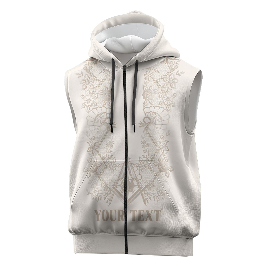 Personalised Filipino Freemasonry Sleeveless Zip Hoodie Masonic Barong Tagalog Inspired Black