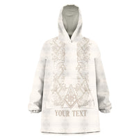 Personalised Filipino Freemasonry Wearable Blanket Hoodie Masonic Barong Tagalog Inspired Black