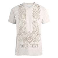Personalised Filipino Freemasonry Women V-Neck T-Shirt Masonic Barong Tagalog Inspired Black