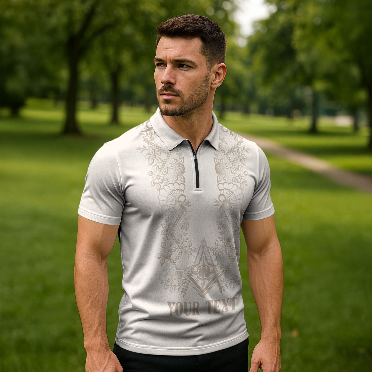 Personalised Filipino Freemasonry Zipper Polo Shirt Masonic Barong Tagalog Inspired Black