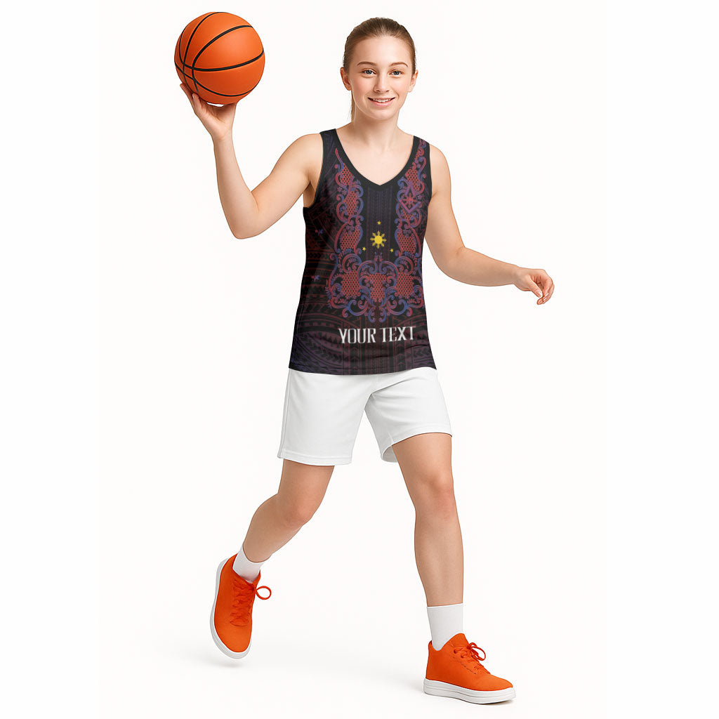 Personalised Philippines Barong Tagalog Freemasonry Basketball Jersey Filipino Masonic Polynesian Pattern