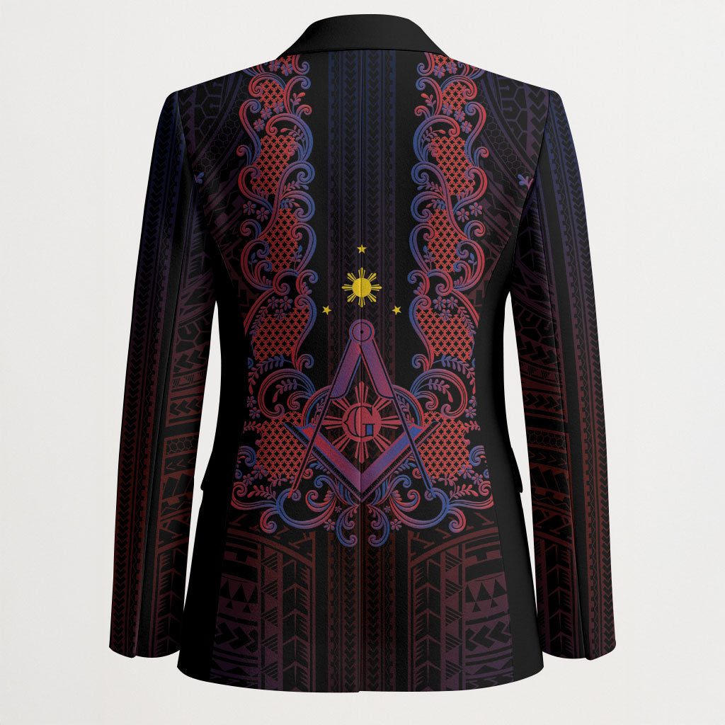 Personalised Philippines Barong Tagalog Freemasonry Blazer Filipino Masonic Polynesian Pattern