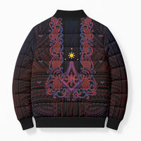 Personalised Philippines Barong Tagalog Freemasonry Bomber Puffer Jacket Filipino Masonic Polynesian Pattern
