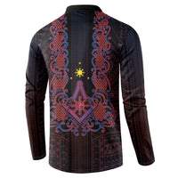 Personalised Philippines Barong Tagalog Freemasonry Button Sweatshirt Filipino Masonic Polynesian Pattern