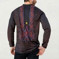 Personalised Philippines Barong Tagalog Freemasonry Button Sweatshirt Filipino Masonic Polynesian Pattern