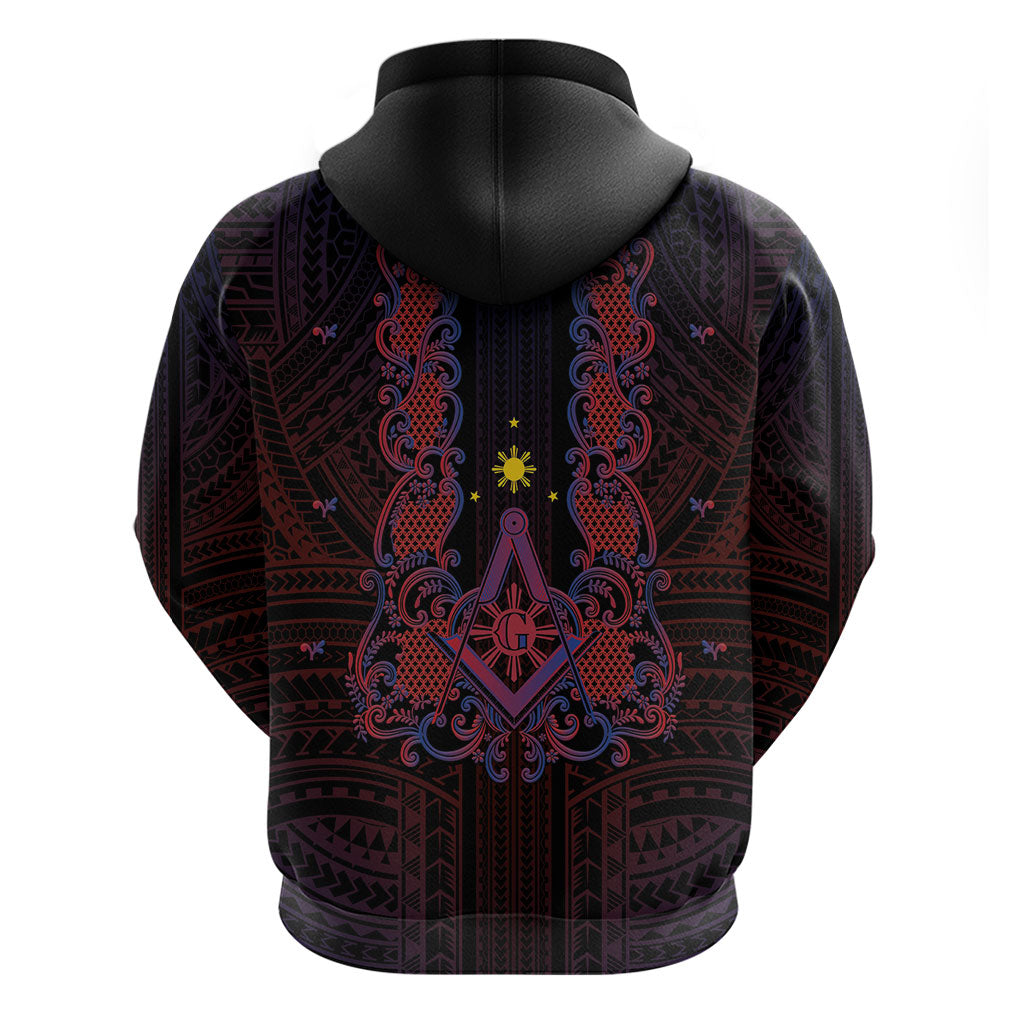 Personalised Philippines Barong Tagalog Freemasonry Hoodie Filipino Masonic Polynesian Pattern