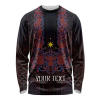 Personalised Philippines Barong Tagalog Freemasonry Long Sleeve Shirt Filipino Masonic Polynesian Pattern