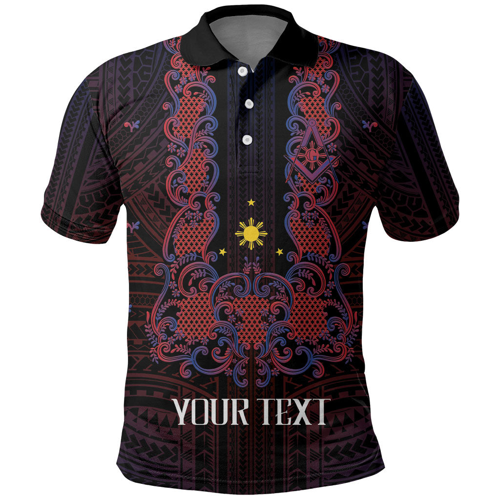 Personalised Philippines Barong Tagalog Freemasonry Polo Shirt Filipino Masonic Polynesian Pattern