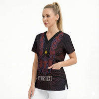 Personalised Philippines Barong Tagalog Freemasonry Scrub Top Filipino Masonic Polynesian Pattern
