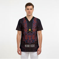 Personalised Philippines Barong Tagalog Freemasonry Scrub Top Filipino Masonic Polynesian Pattern