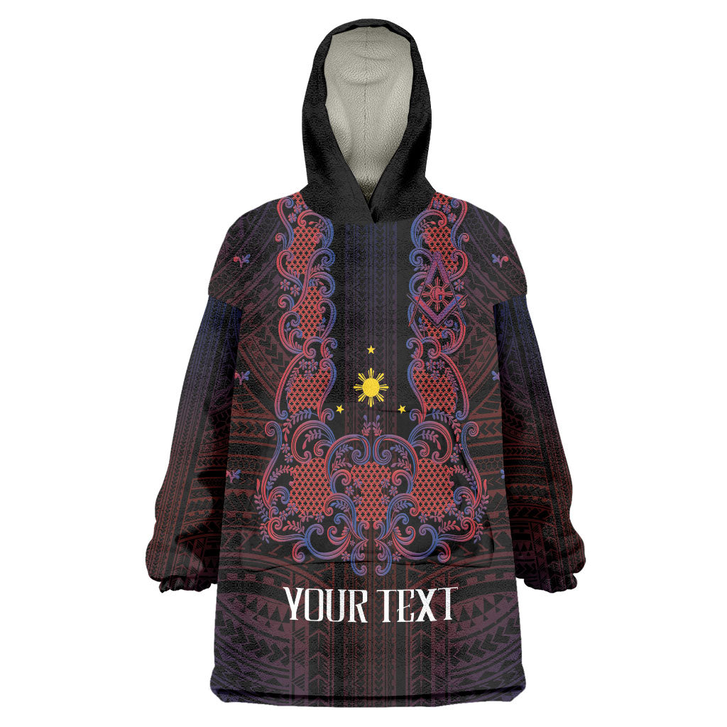 Personalised Philippines Barong Tagalog Freemasonry Wearable Blanket Hoodie Filipino Masonic Polynesian Pattern