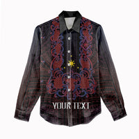 Personalised Philippines Barong Tagalog Freemasonry Women Casual Shirt Filipino Masonic Polynesian Pattern