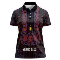 Personalised Philippines Barong Tagalog Freemasonry Women Polo Shirt Filipino Masonic Polynesian Pattern