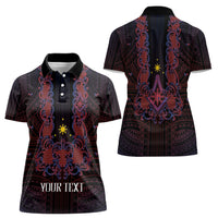 Personalised Philippines Barong Tagalog Freemasonry Women Polo Shirt Filipino Masonic Polynesian Pattern