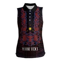 Personalised Philippines Barong Tagalog Freemasonry Women Sleeveless Polo Shirt Filipino Masonic Polynesian Pattern