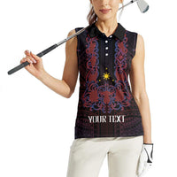 Personalised Philippines Barong Tagalog Freemasonry Women Sleeveless Polo Shirt Filipino Masonic Polynesian Pattern